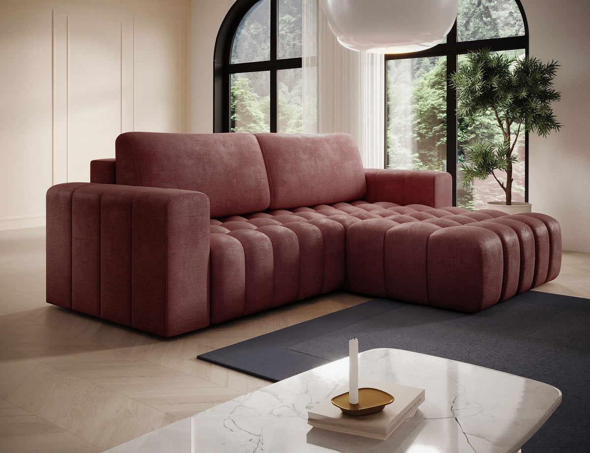 Bonett 4 Seater Storage Sleeper Chaise Sofa - Plum