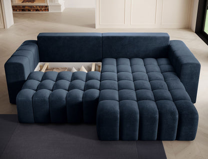 Bonett 4 Seater Storage Sleeper Chaise Sofa - Navy Blue