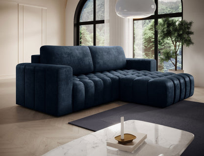 Bonett 4 Seater Storage Sleeper Chaise Sofa - Navy Blue