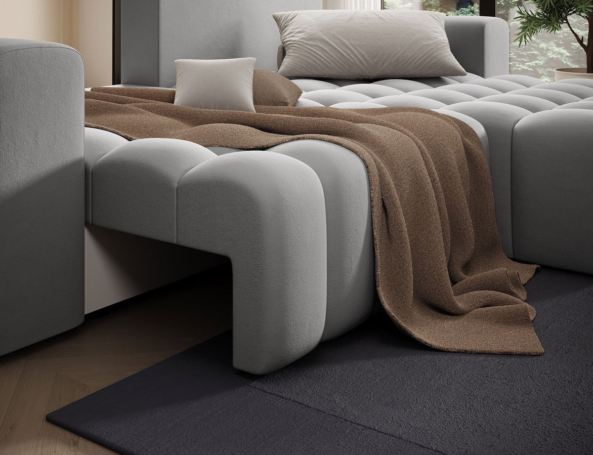 Bonett 4 Seater Storage Sleeper Chaise Sofa - Grey
