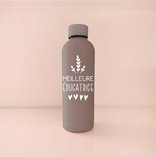 Kaffeebraune Thermosflasche – Beste Lehrerin oder Erzieherin – weiß