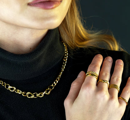 BRYONY: Symmetrical Textured Pre-Stacked Ring