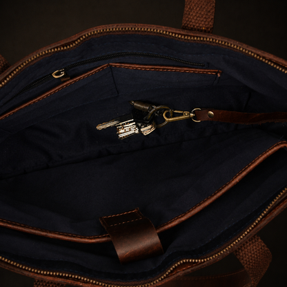 Klassische Tragetasche aus braunem Leder