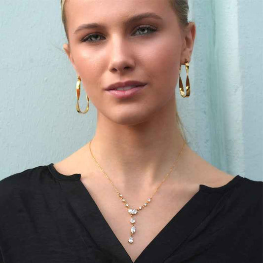 Style BUCKIE:  Multi Pendant Zirconia Chain Necklace