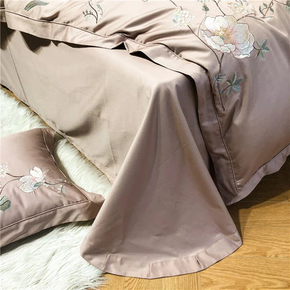 Belle Maison Embroidered Egyptian Cotton 1000 TC Duvet Set - Blush