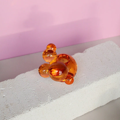 Bubble Crystal Glass Candle Holder - Orange Decorative Sculpture