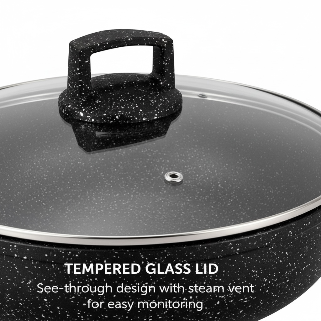 24cm Granite Non-Stick Casserole Pot with Lid – 4.5L, Induction Ready - UAKEEN - 1 Piece