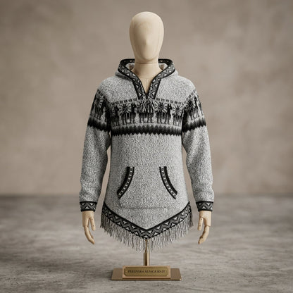 OLDTRIBES™ Women Cardigan Grey Alpaca Sweater