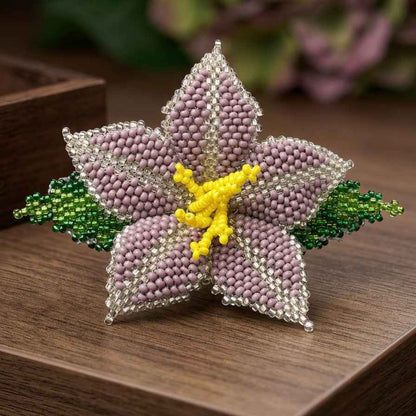 Dusty Lavender Ember Bloom Beaded Hair Barrette
