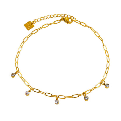 CANARI Bracelet: Mini Paper-Clip Chain Bracelet with Satellite Zirconia Charms
