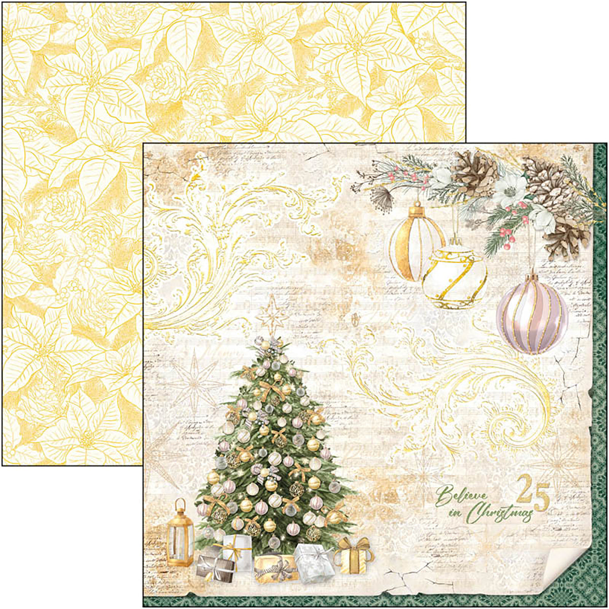 Ciao Bella Sparkling Christmas Paper Pad 8"x8" 12/Pkg