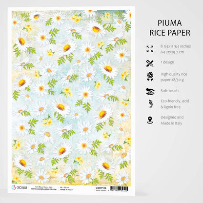 Ciao Bella Rice Paper A4 White Daisies