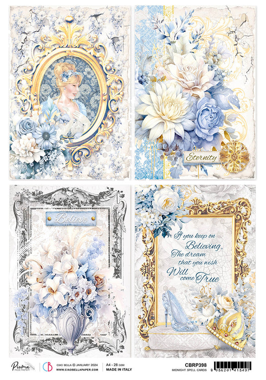 Rice Paper A4 Piuma Midnight Spell Cards - 5 Sheets