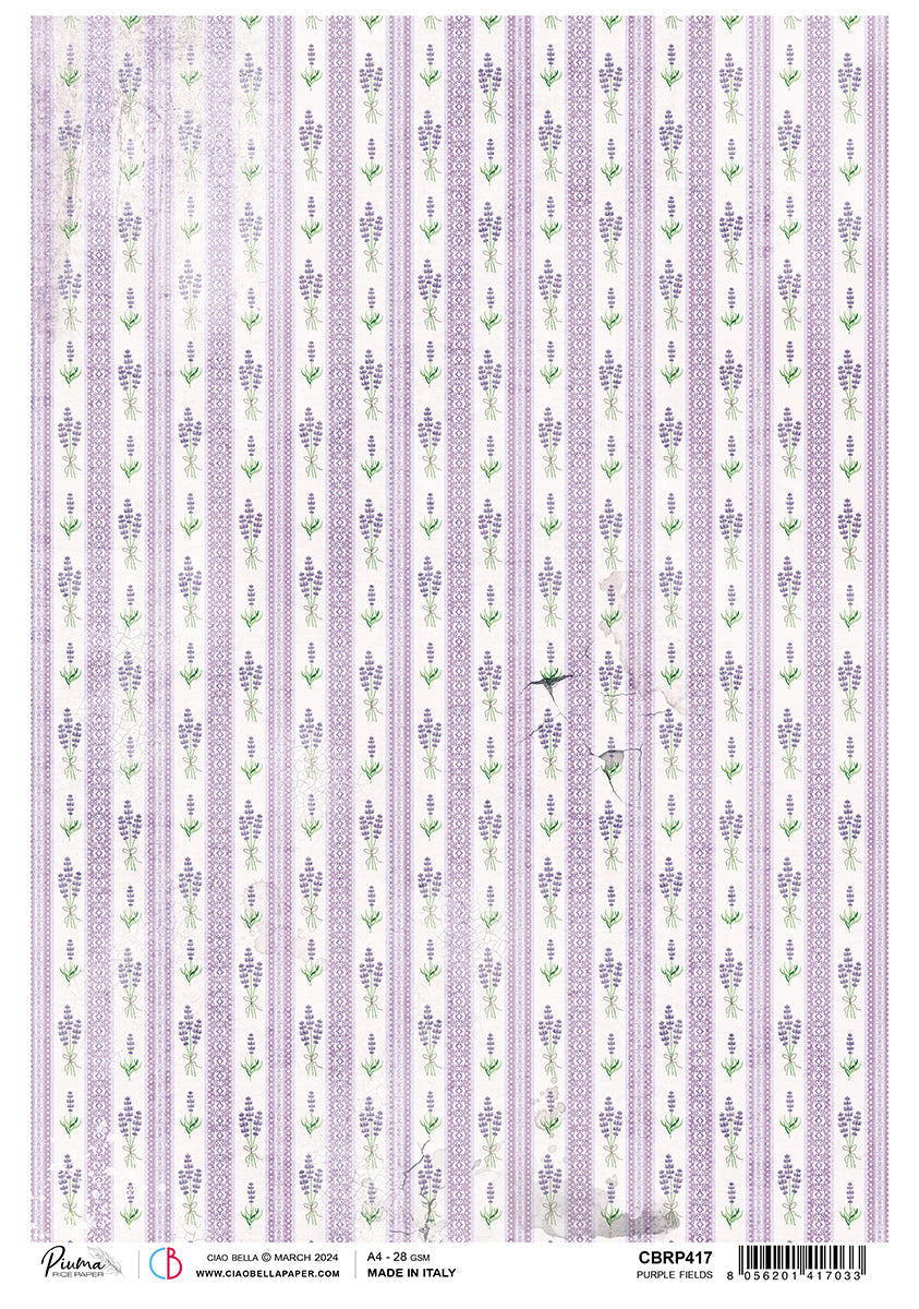 Rice Paper A4 Piuma Purple Fields - 5 Sheets