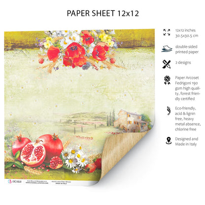 Ciao Bella Tuscan Dream Paper Sheet 12"x12" 1 Sheet