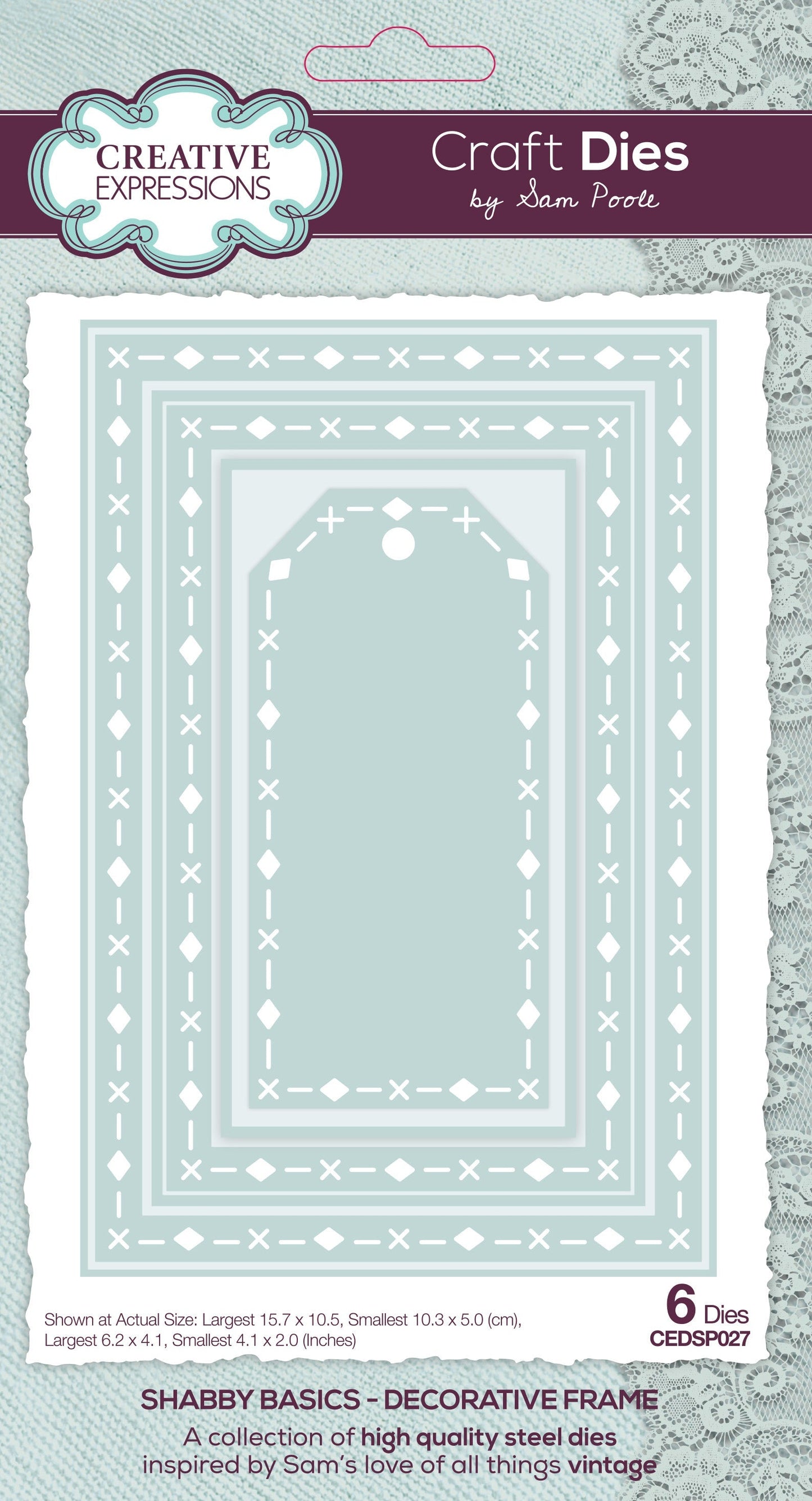 Creative Expressions Sam Poole Shabby Basics Decorative Frame Craft Die