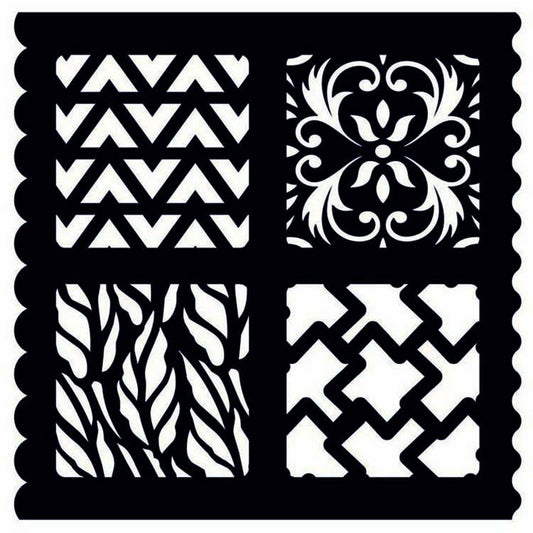 Creative Expressions 7" X 7" Artist Trading Stencil Scrolls & Tyre Tread