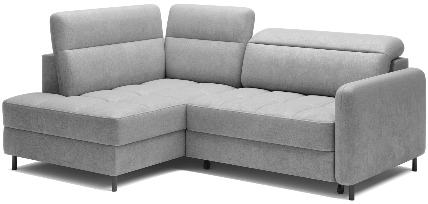 Barea 3 Seater Storage Sleeper Chaise Sofa - Light Grey