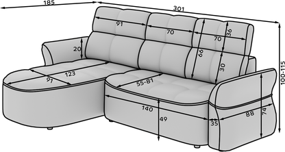Beneth Storage Sleeper Chaise Sofa - Beige/Taupe