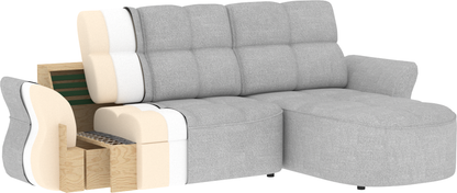 Beneth Storage Sleeper Chaise Sofa - Mocha Brown