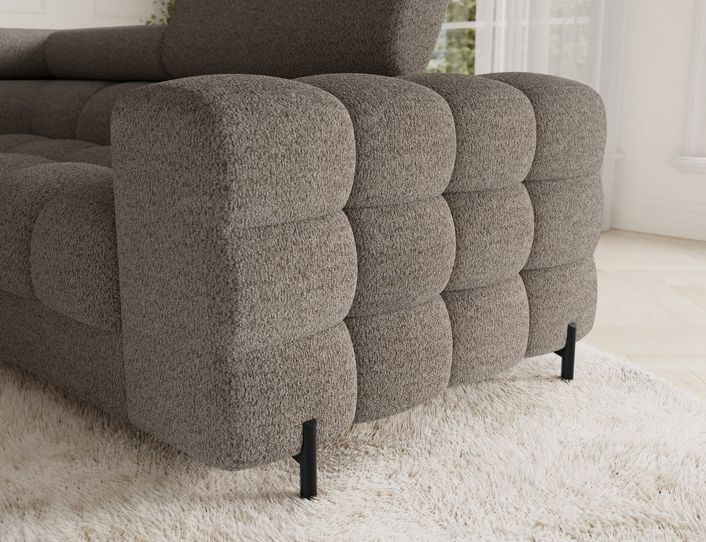 Sektionaler Aufbewahrungsschlafcouch mit Chaiselongue - Taupe