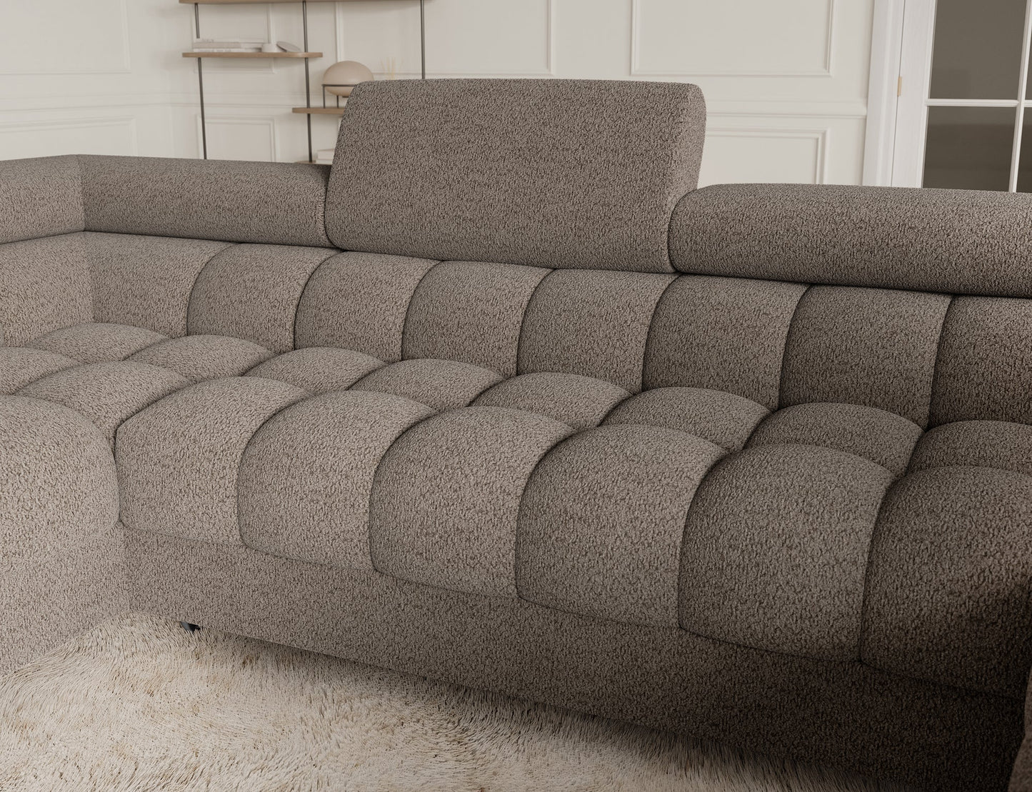 Sektionaler Aufbewahrungsschlafcouch mit Chaiselongue - Taupe