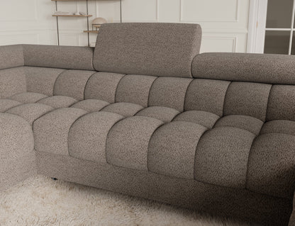 Sektionaler Aufbewahrungsschlafcouch mit Chaiselongue - Taupe