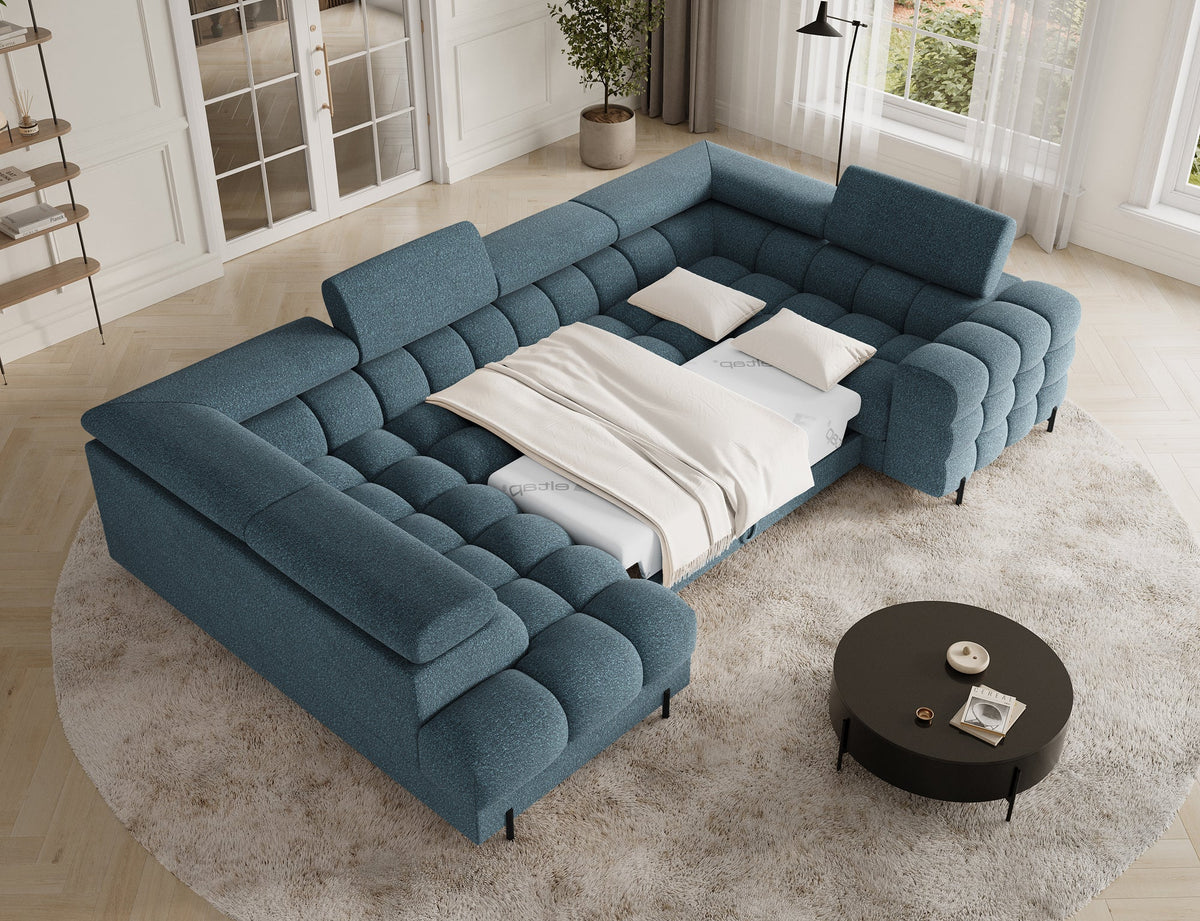 Fectory Sectional Storage Sleeper Chaise Sofa - Blue