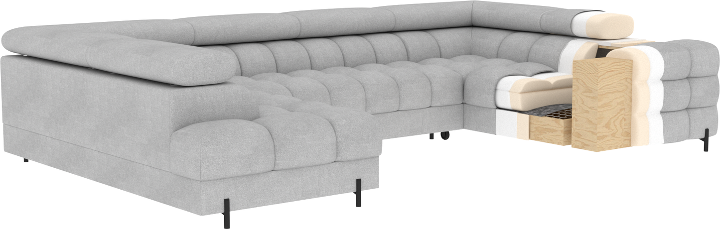 Sektionaler Aufbewahrungsschlafcouch mit Chaiselongue - Taupe