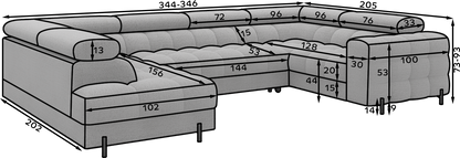 Sektionaler Aufbewahrungsschlafcouch mit Chaiselongue - Taupe