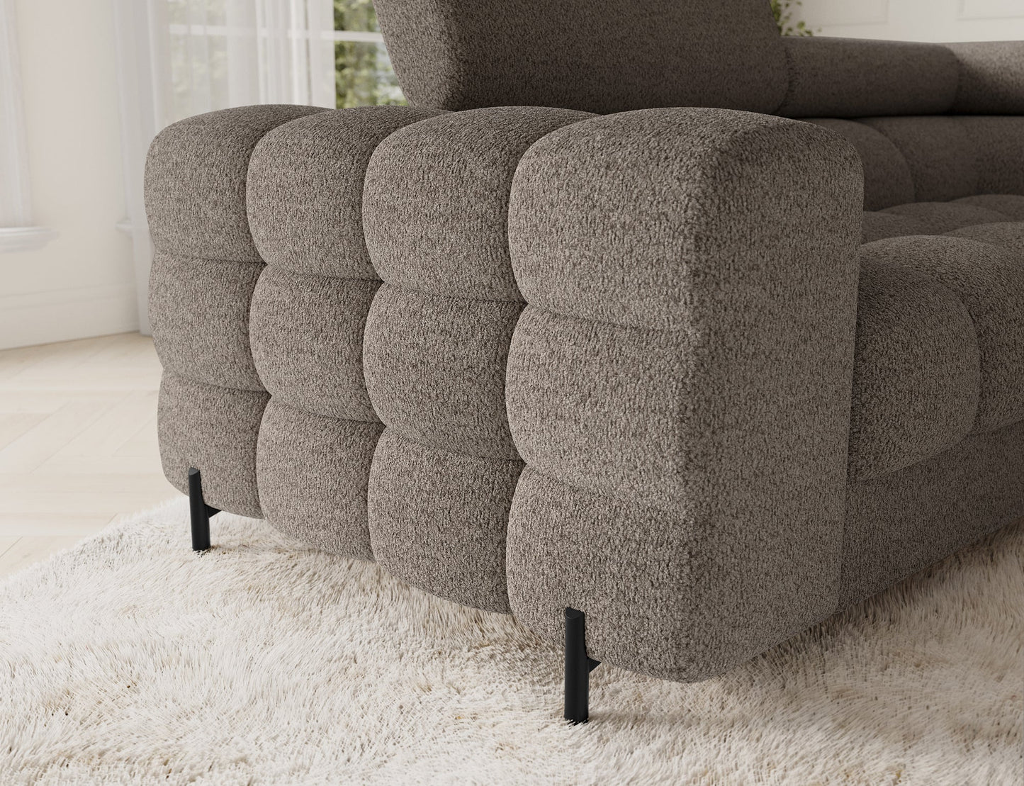 Sektionaler Aufbewahrungsschlafcouch mit Chaiselongue - Taupe