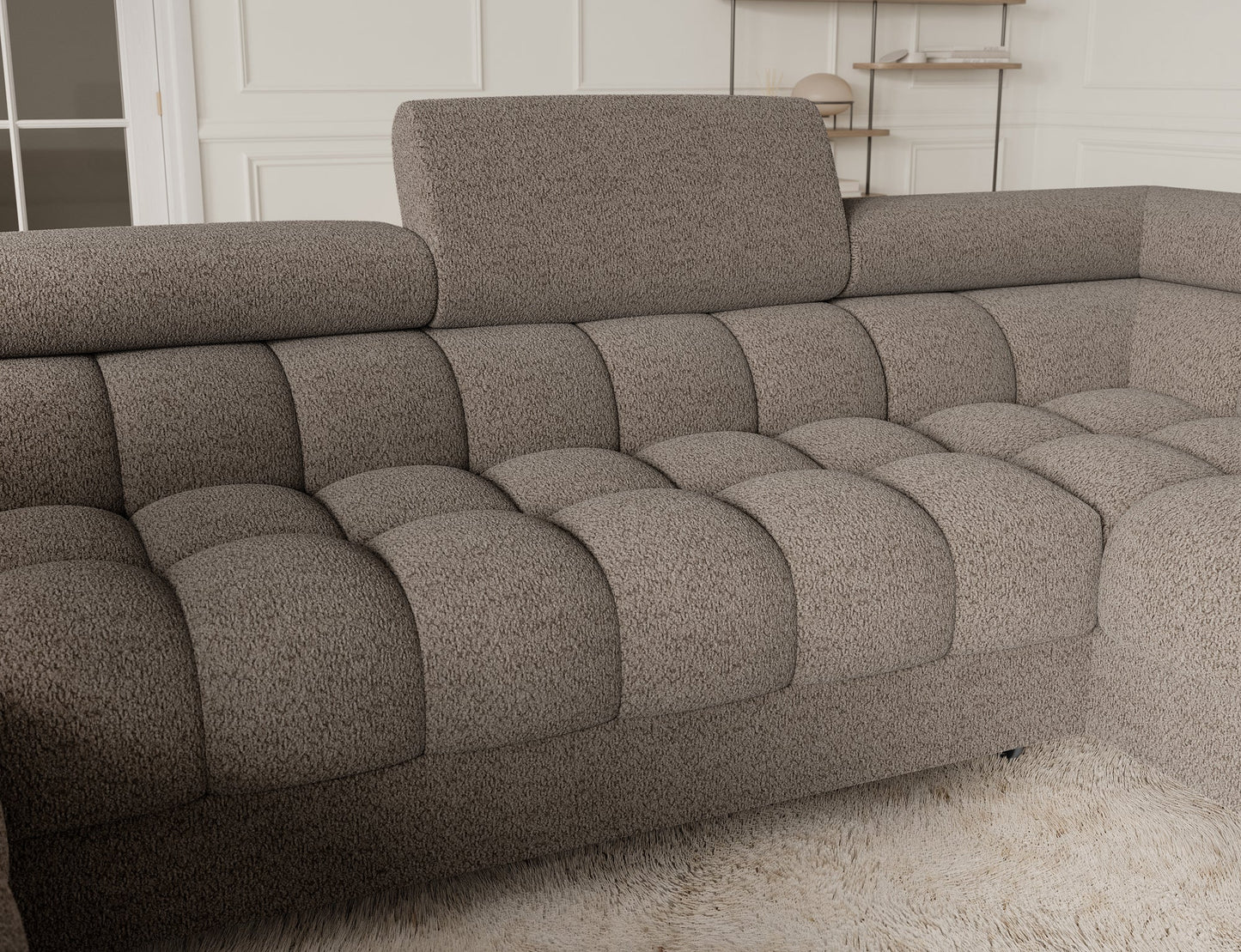 Sektionaler Aufbewahrungsschlafcouch mit Chaiselongue - Taupe