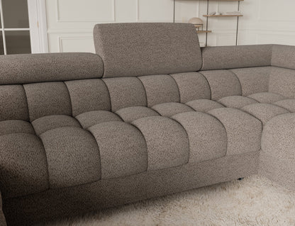 Sektionaler Aufbewahrungsschlafcouch mit Chaiselongue - Taupe