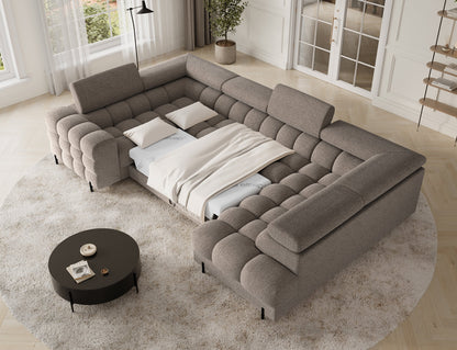 Sektionaler Aufbewahrungsschlafcouch mit Chaiselongue - Taupe