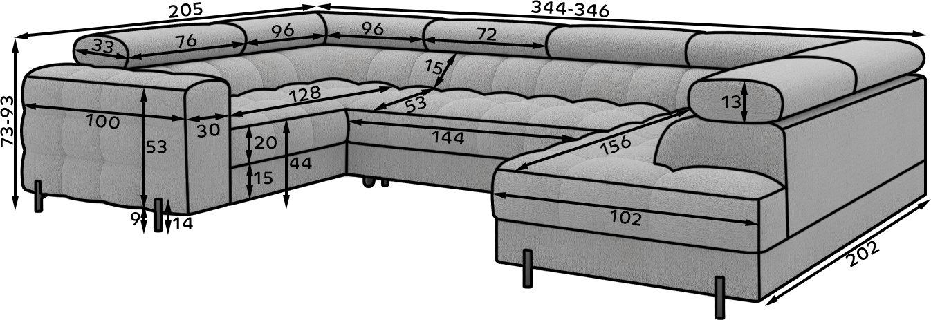 Sektionaler Aufbewahrungsschlafcouch mit Chaiselongue - Taupe