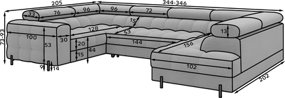 Sektionaler Aufbewahrungsschlafcouch mit Chaiselongue - Taupe