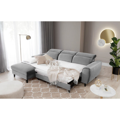 Foble Sectional Storage Sleeper Chaise Sofa - Light Grey