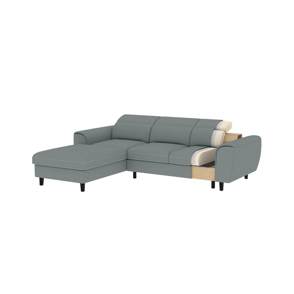 Foble Sectional Storage Sleeper Chaise Sofa - Royal Blue