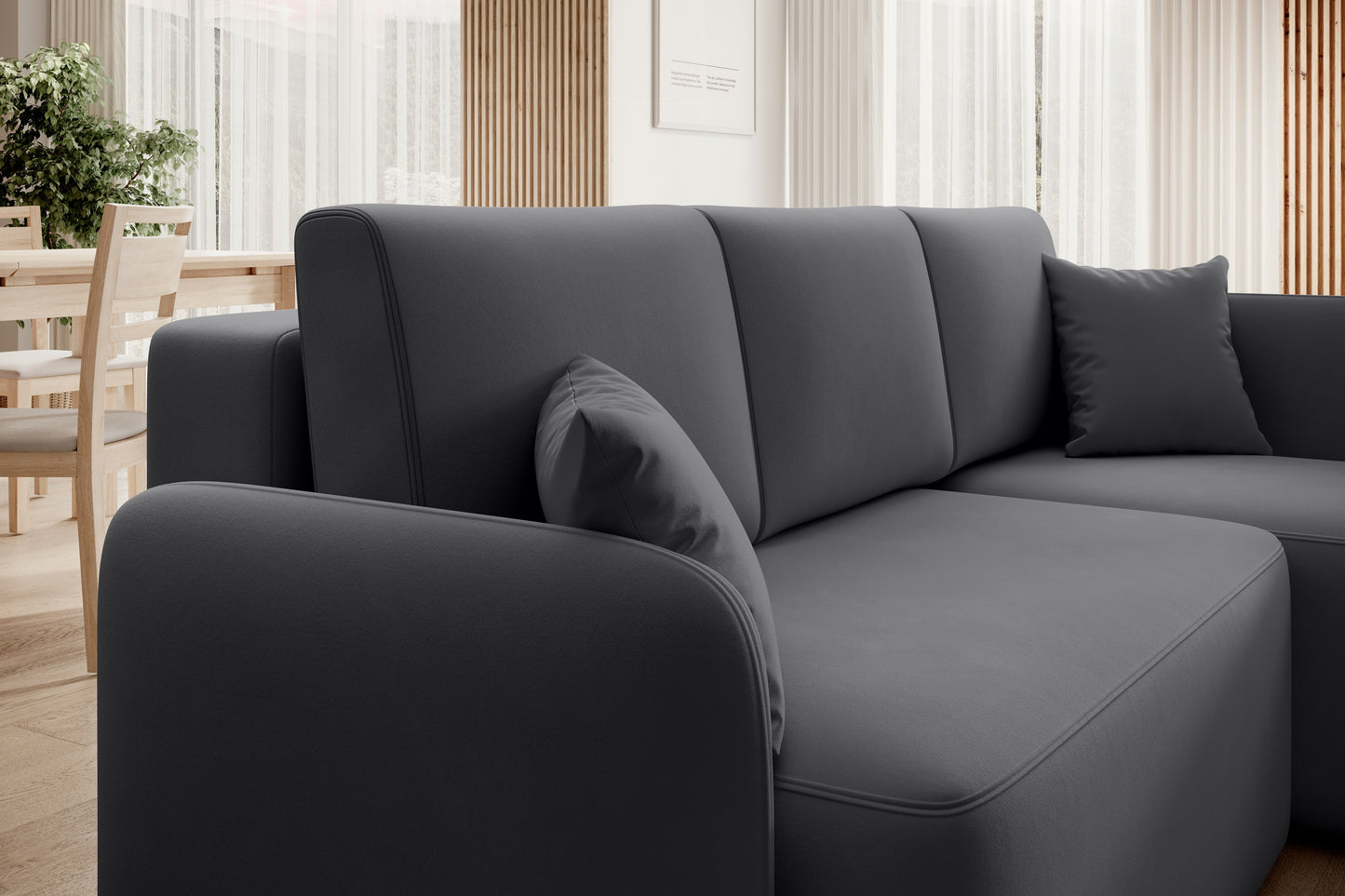 Hadson 3 Seater Storage Sleeper Chaise Sofa - Grey