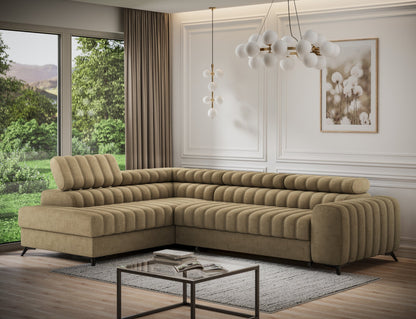 Kanedo Storage Sleeper Sectional Sofa - Mocha Brown
