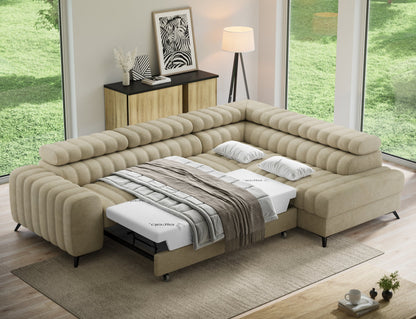 Kanedo Storage Sleeper Sectional Sofa - Beige