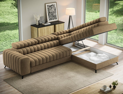 Kanedo Storage Sleeper Sectional Sofa - Mocha Brown