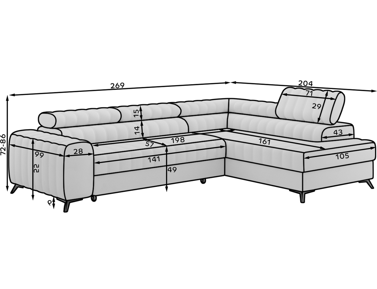Kanedo Storage Sleeper Sectional Sofa - Grey
