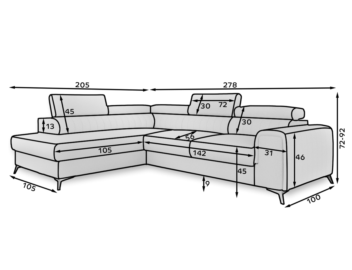 Laurence Sectional Storage Sleeper Chaise Sofa - Light Grey