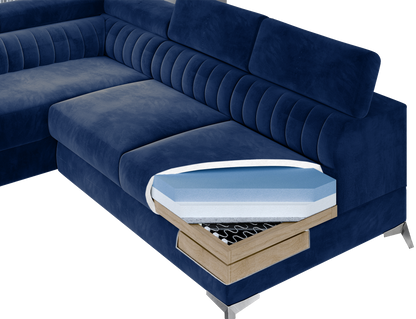 Laurence Sectional Storage Sleeper Chaise Sofa - Green