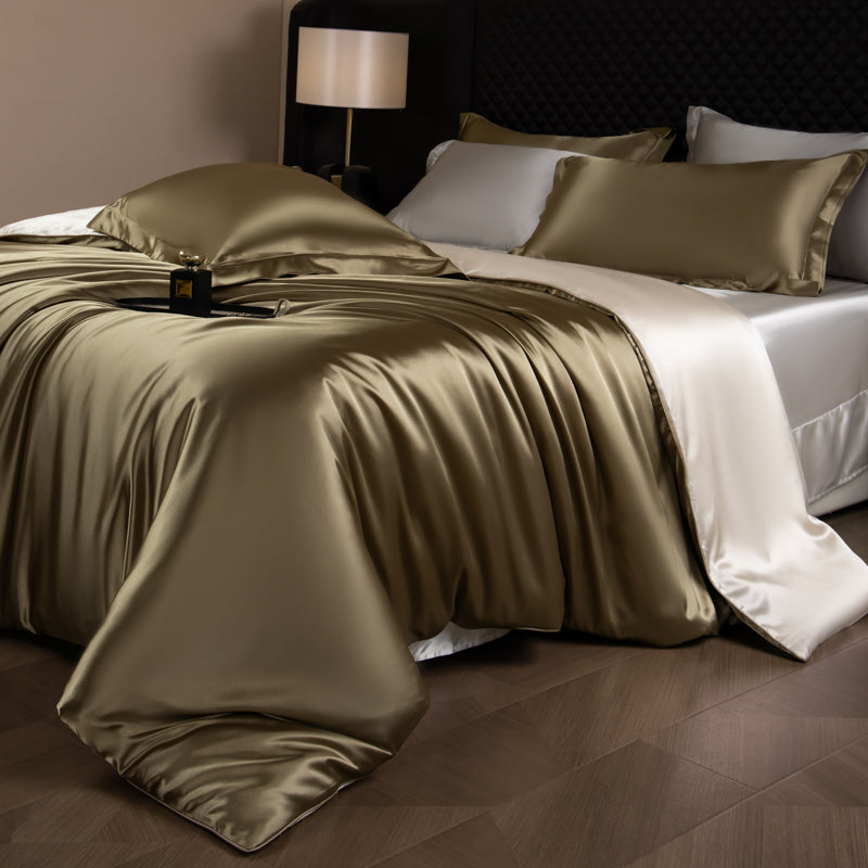 Lustre Luxe Elegantes Bettbezugs-Set – Champagnergold/Beige