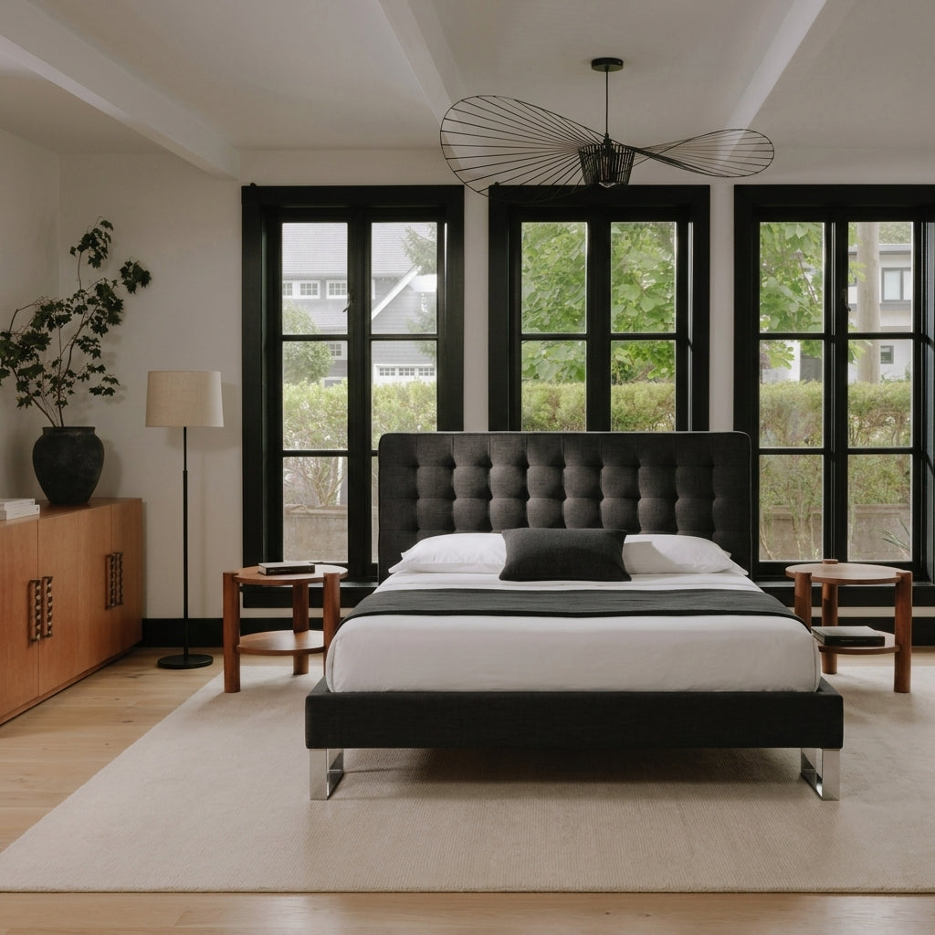 Edmonton Contemporary Graphite Tufted Bett