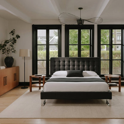 Edmonton Contemporary Graphite Tufted Bett