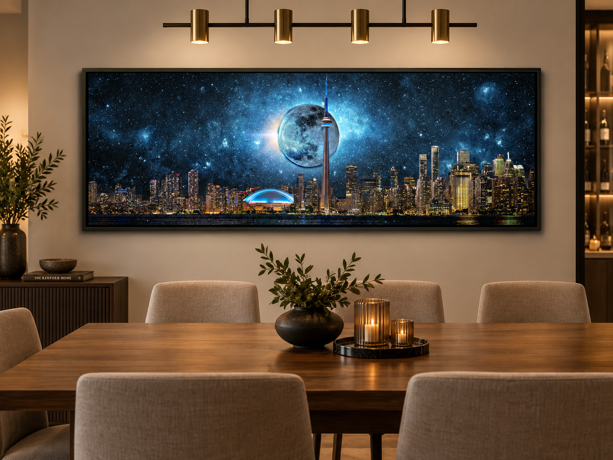 Toronto Skyline Mond-Städte Skyline- Wandkunstrahmen