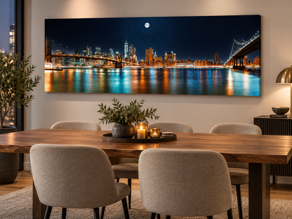 Große Leinwand-Wandkunst – NYC Mond-Skyline – Gedruckt auf Leinwand